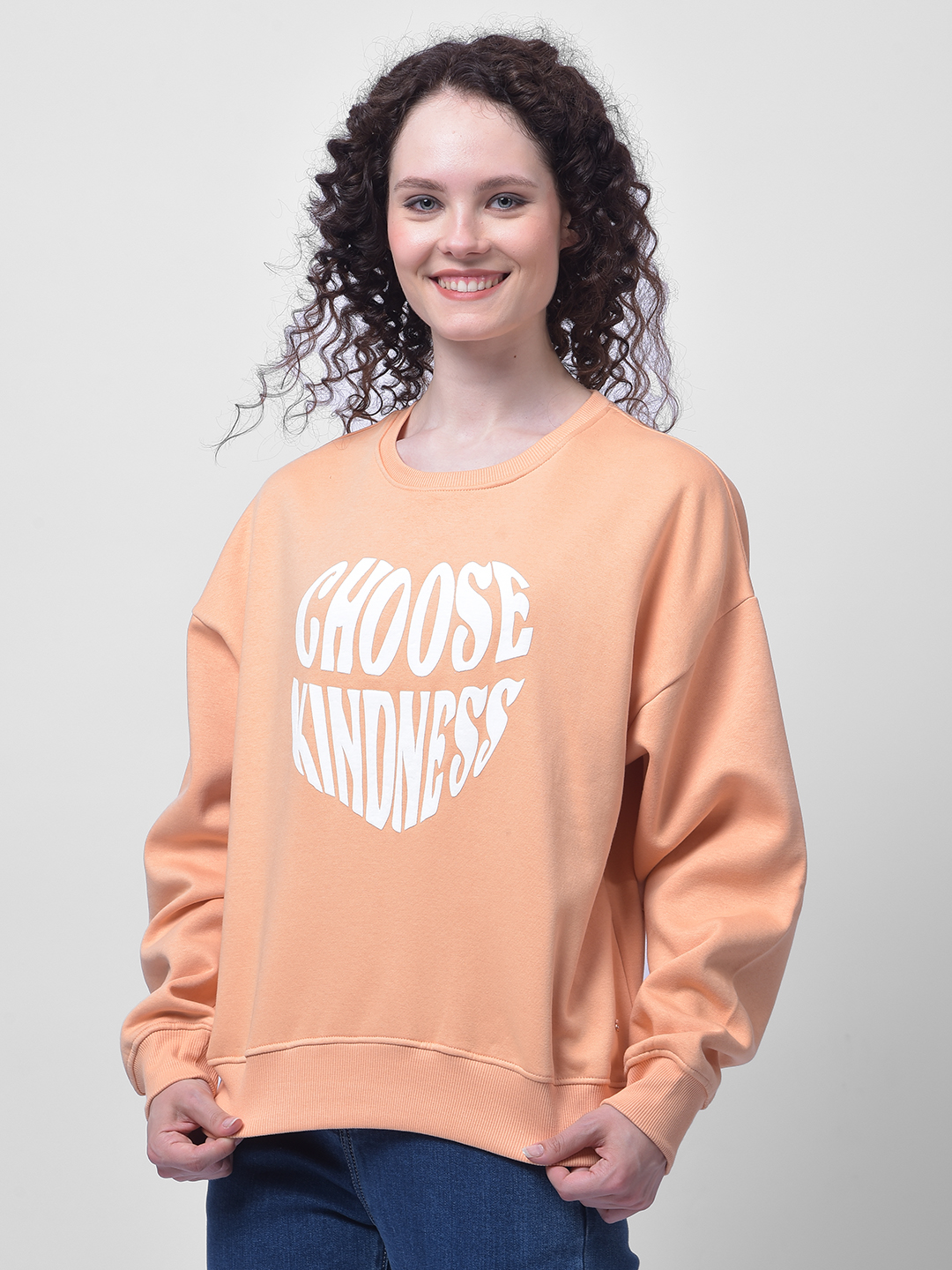 Numero Uno Women Peach Graphic Sweatshirt